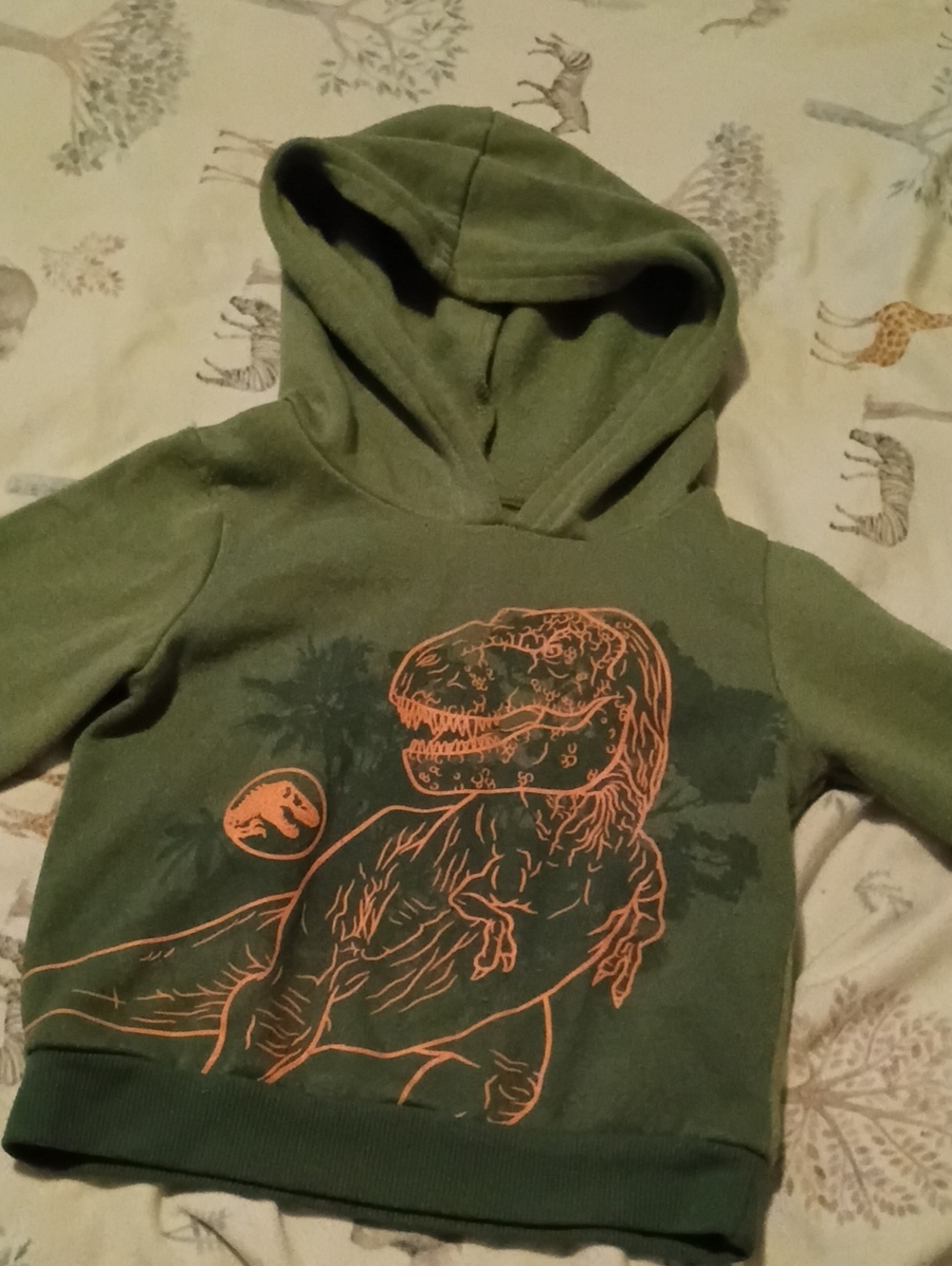 Olive Green Dinosaur Pullover Hoodie for Kids